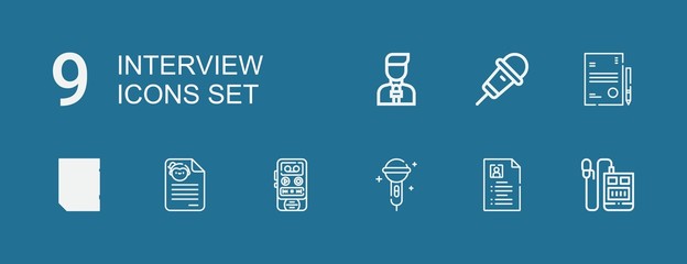 Editable 9 interview icons for web and mobile
