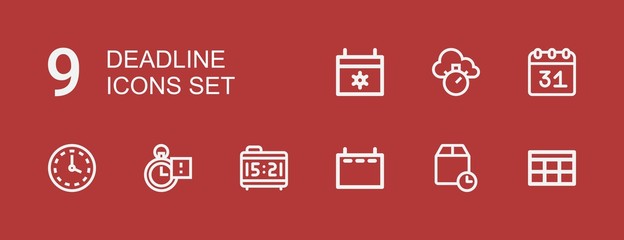 Editable 9 deadline icons for web and mobile