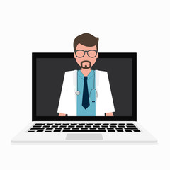 Doctor with online medical consultation concept, Healthcare services, Ask a doctor. Illustration. 