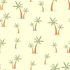 Tropical palm trees. Seamless pattern with fantastic plants silhouettes. Vector flat image.