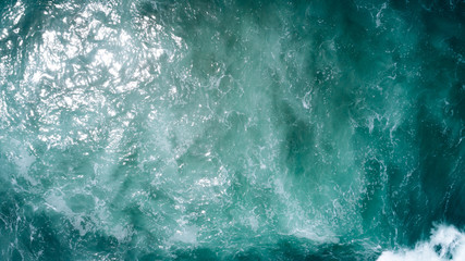 Drone aerial view of sea wave surface