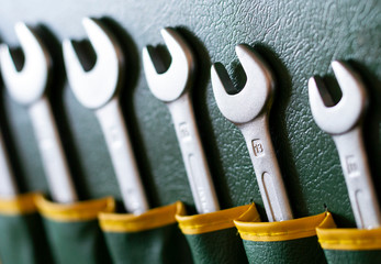 Set of metal wrench tools