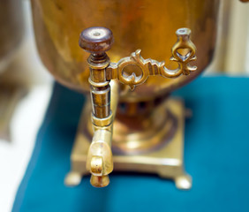 Bulk crane of an old samovar close-up