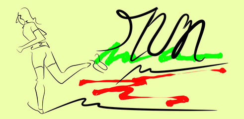 runing woman brush strokes style design.sport