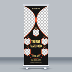 Modern clean simple restaurant food menu roll up banner, xbanner, pull up banner design template