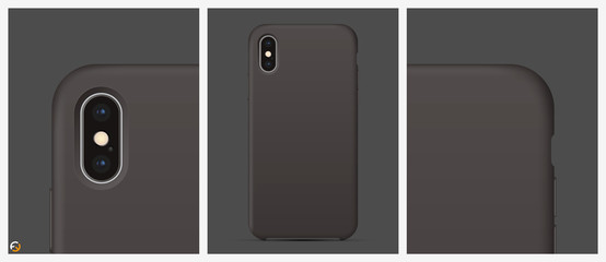 Mockup Realistic Case for smartphone black color with shadows on a separate layer for easy installation of your design. Vector illustration EPS10