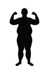 Fat man silhouette vector on white