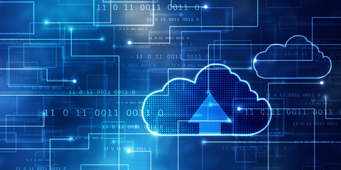 2d illustration Cloud with uploading downloading arrow 