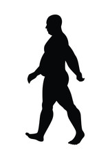 Fat man silhouette vector on white