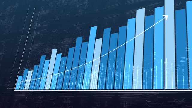 Chart 3D Rising Blue Business Graph 