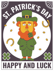 Happy Saint Patrick's Day. Vintage poster or banner with saint patrick's day elements. Vector illustration