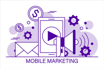 Mobile marketing vector isolated. Concept illustration in flat