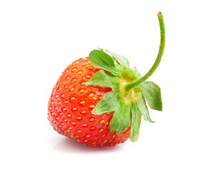 Ripe juicy strawberry on white background