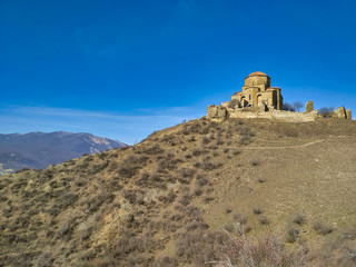 Fototapeta na wymiar Beautiful Jvari Monastery, on the top of a hill, near Tbilisi, Georgia. 