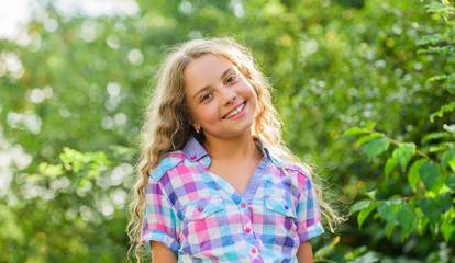 childrens day. pretty child outdoor. natural beauty. small girl long hair. happy childhood. perfect...
