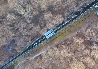 Aerial drone view. Kiev funicular.