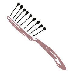 Pink hair brush or comb isolated