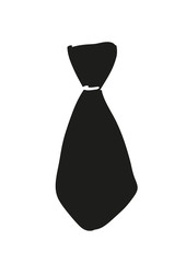 Isolated black tie icon, symbol. Elegance, clothes. Hand drawn cartoon style black and white vector illustration.