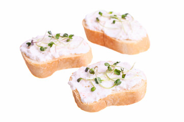 Sandwich with pasta and microgreens