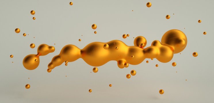 floting Liquid Gold Oil 3d rendering Abstraction Background