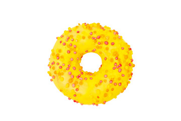 tasty yellow donut isolated on white background