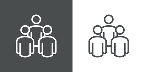 Símbolo trabajo en equipo. Icono plano lineal grupo de gente en fondo gris y fondo blanco © teracreonte