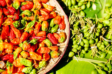 Chili peppers at market
