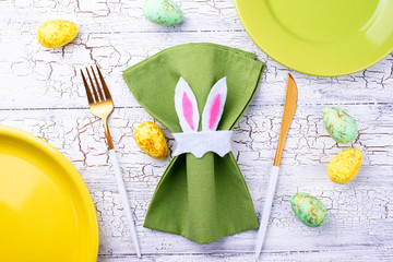 Easter table setting in green color