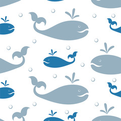 Obraz premium Whale fish. Seamless pattern with a fabulous animal. Vector image.