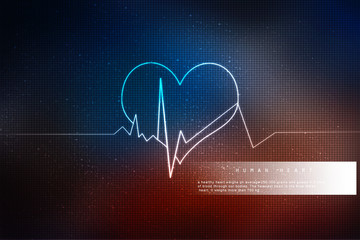 Heart with cardiogram - 2D illustration
