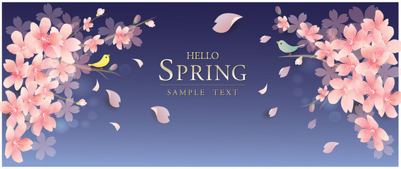 春の花　桜　ベクターイラスト　Luxury　Elegant Spring Flowers Vector Background