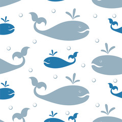 Poisson baleine. Modèle sans couture avec un animal fabuleux. Image vectorielle.