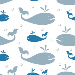 Behang Walvis vissen. Naadloze patroon met een fantastisch dier. Vector afbeelding. © podtin