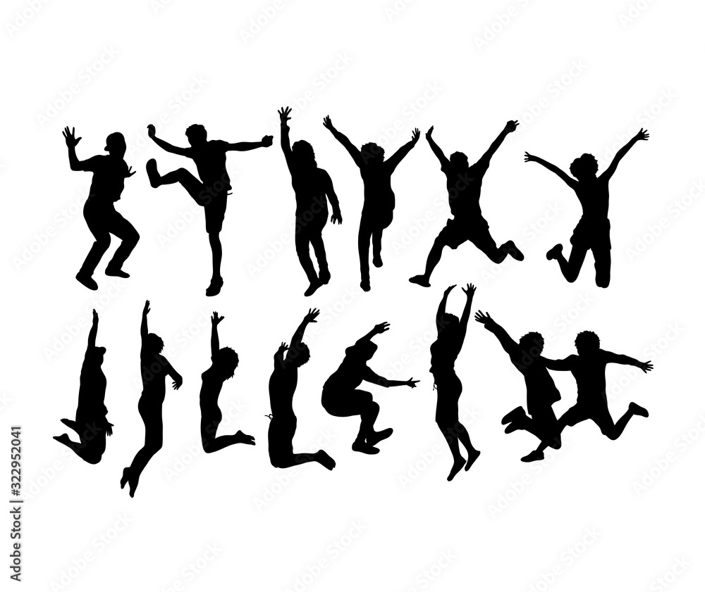 Wall mural Happy Jumping Silhouettes, art vector design