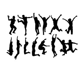 Happy Jumping Silhouettes, art vector design