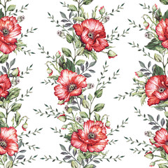 pattern twigs poppies