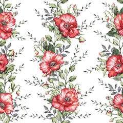 Tischdecke pattern twigs poppies © Olga