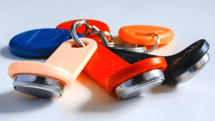 Magnetic keys on a white background. White background.
