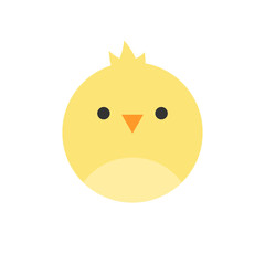 Cute Easter chicken round vector illustration. Spring, holiday, circle yellow chick bird symbol. Isolated cartoon animal graphic icon.
