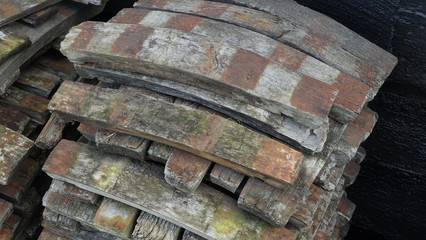 Old wooden barrel parts
