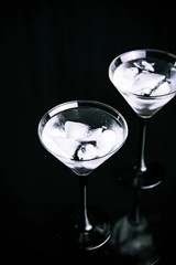 martini glass on a black background