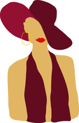 Woman's Collage Sketch Portrait. Abstract Contemporary Art Scandinavian Style. Clipart. Abstract contemporary trendy woman. Vector illustration for interior, print, card, wallpaper, decor. Feminism.