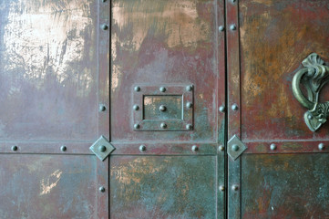 Old metal doors. Old vintage style. Texture