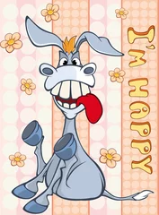 Gardinen Alles Gute zum Geburtstagskarte Netter Zeichentrickfilm-Figur Burro. Vektor-Gruß-Karte. Glücklicher Moment. Herzlichen Glückwunsch © liusa