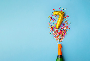 7th anniversary champagne bottle balloon pop