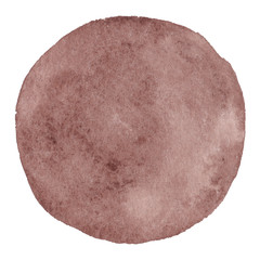 Abstraction hand drawn brown watercolor circle isolated on white background.