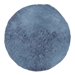 Abstraction hand drawn blue watercolor circle isolated on white background.