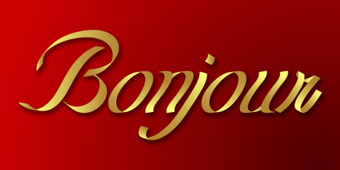 bonjour hand drawn lettering phrase illustration © nali
