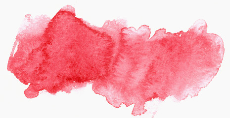 Abstract red hand drawn watercolor stain isolated on white background - obrazy, fototapety, plakaty