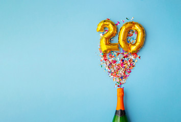 20th anniversary champagne bottle balloon pop